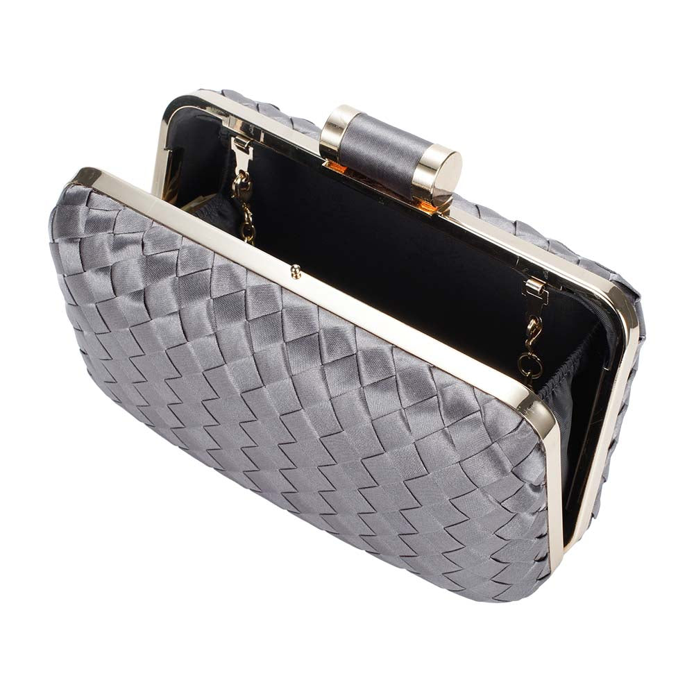 Icing Woven Clutch Bag – Chic to Be Me (Gunmetal)