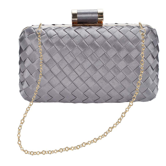 Icing Woven Clutch Bag – Chic to Be Me (Gunmetal)