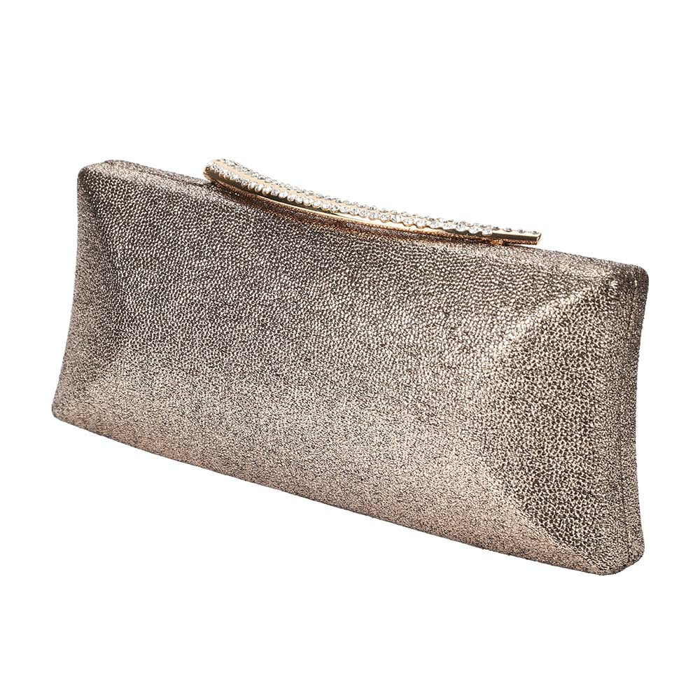 Metallic clutch bag on a white background