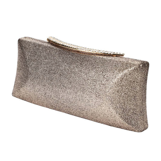Metallic clutch bag on a white background